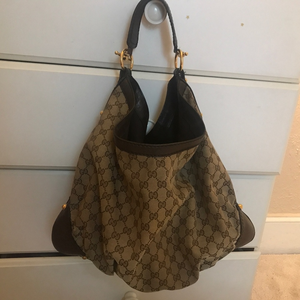 Authentic Gucci Horsebit Canvas Hobo